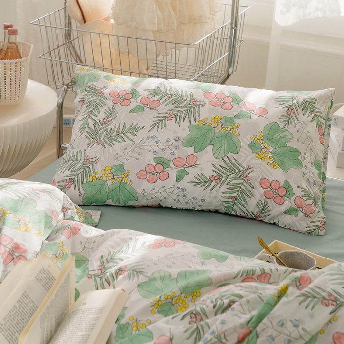 91家纺网 家纺一手货源 找家纺 窝米 2022新款全棉印花活性四件套花卉系列 青黛