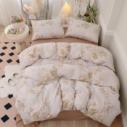 窝米 2022新款全棉印花活性四件套花卉系列 秋酿