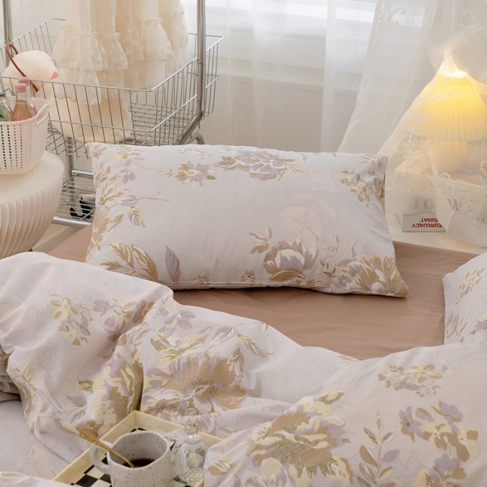 91家纺网 家纺一手货源 找家纺 窝米 2022新款全棉印花活性四件套花卉系列 秋酿