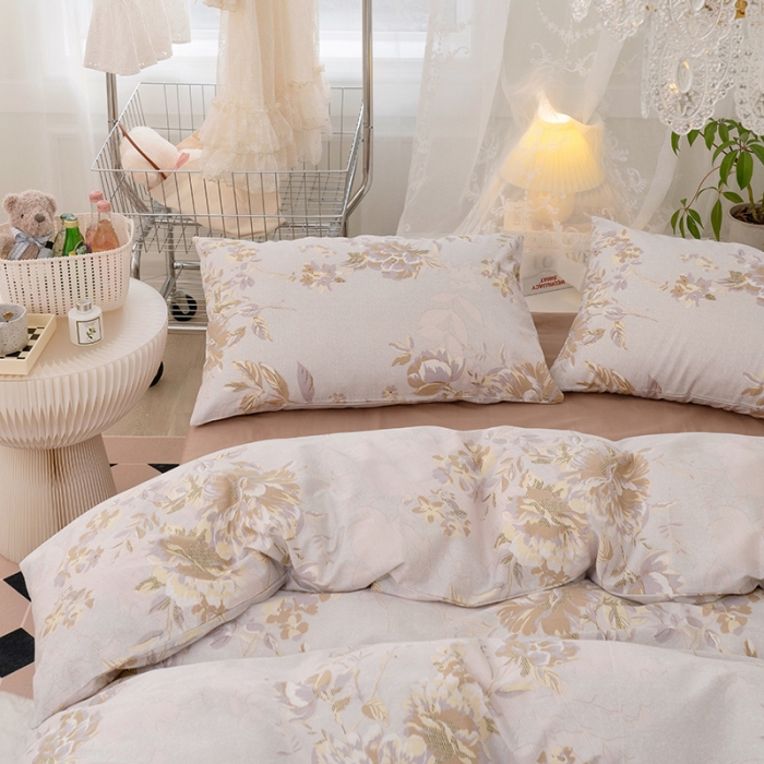 91家纺网 家纺一手货源 找家纺 窝米 2022新款全棉印花活性四件套花卉系列 秋酿