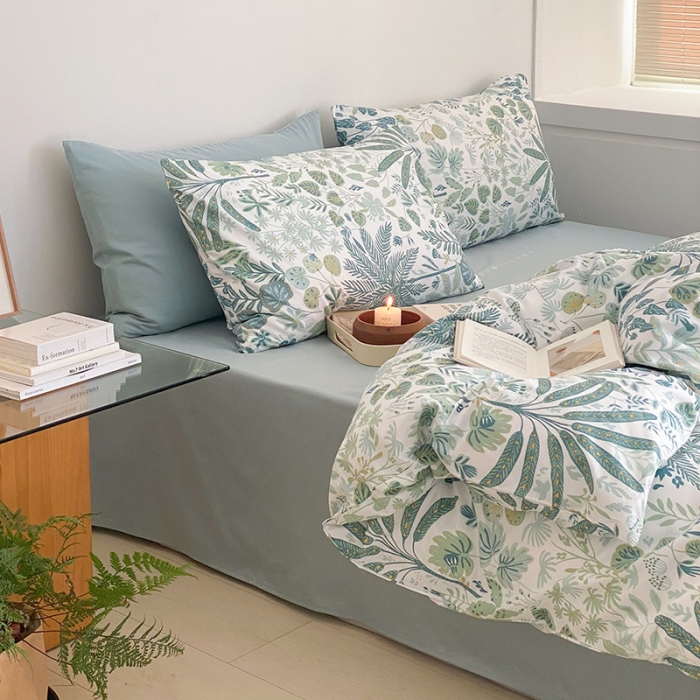 91家纺网 家纺一手货源 找家纺 窝米 2022新款全棉印花活性四件套花卉系列 小森林