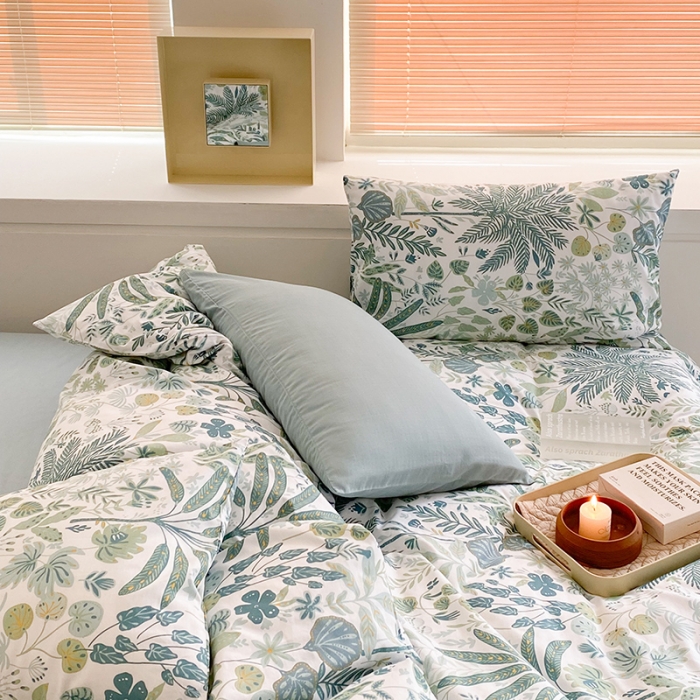 91家纺网 家纺一手货源 找家纺 窝米 2022新款全棉印花活性四件套花卉系列 小森林