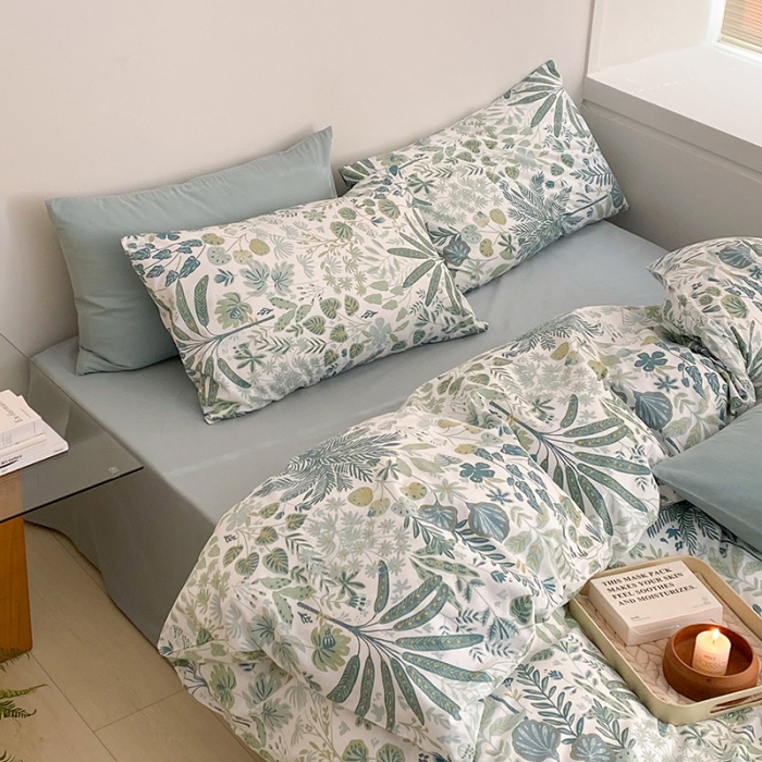 91家纺网 家纺一手货源 找家纺 窝米 2022新款全棉印花活性四件套花卉系列 小森林