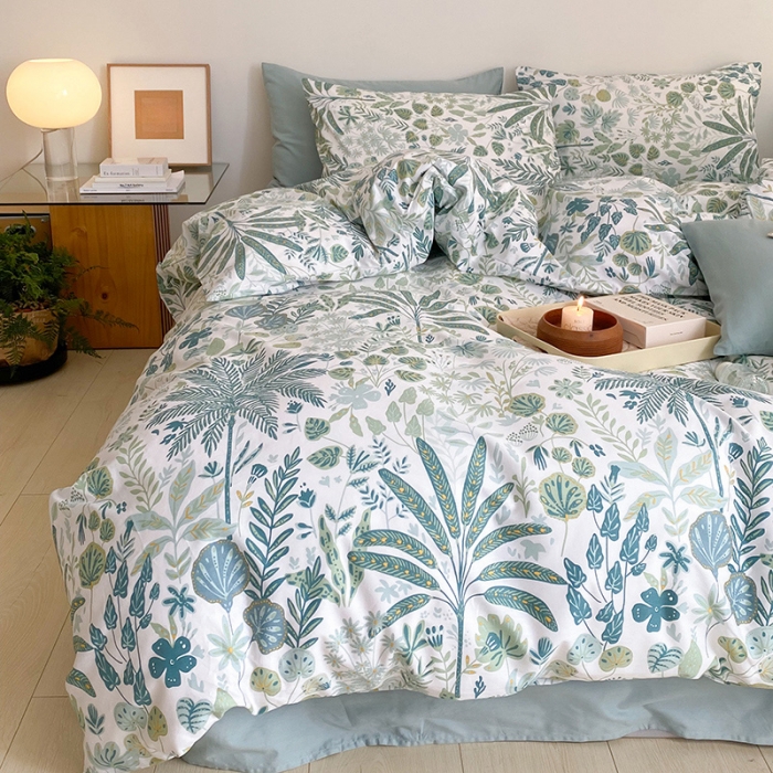 91家纺网 家纺一手货源 找家纺 窝米 2022新款全棉印花活性四件套花卉系列 小森林