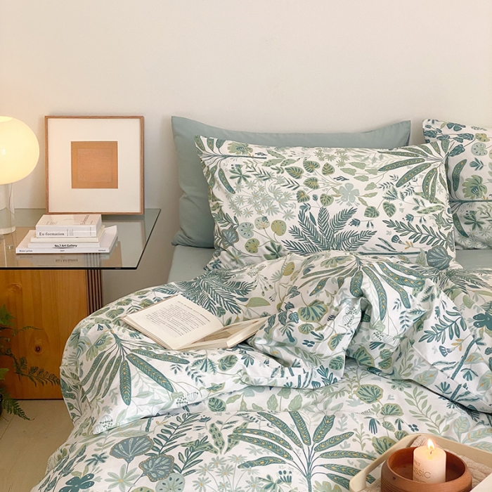 91家纺网 家纺一手货源 找家纺 窝米 2022新款全棉印花活性四件套花卉系列 小森林