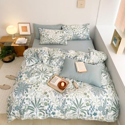 窝米 2022新款全棉印花活性四件套花卉系列 小森林