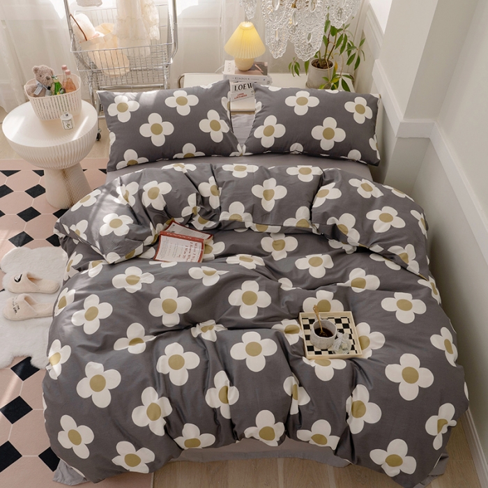 91家纺网 家纺一手货源 找家纺 窝米 2022新款全棉印花活性四件套花卉系列 小幸运