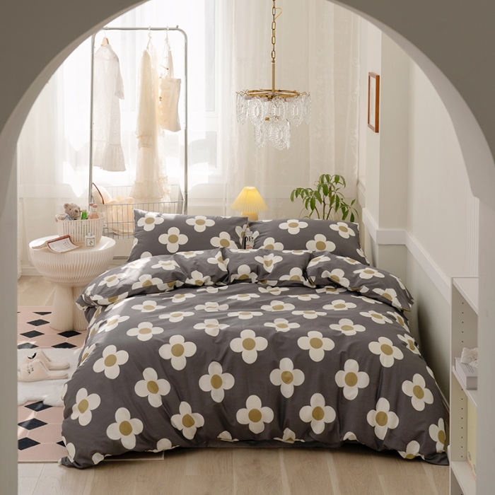 91家纺网 家纺一手货源 找家纺 窝米 2022新款全棉印花活性四件套花卉系列 小幸运