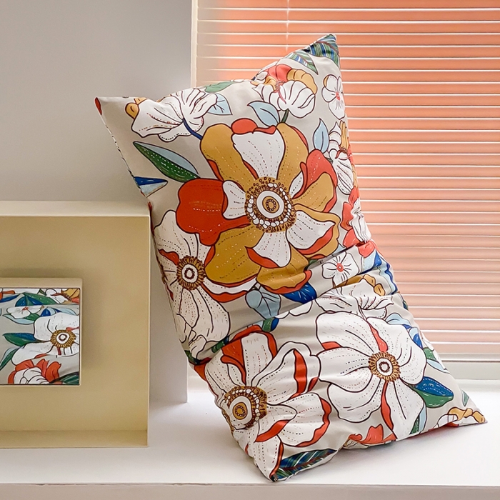 91家纺网 家纺一手货源 找家纺 窝米 2022新款全棉印花活性四件套花卉系列 绚烂