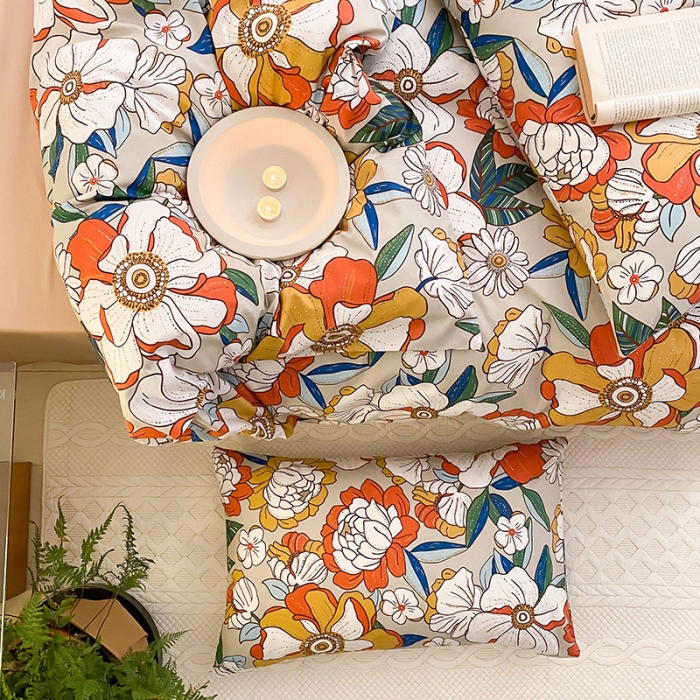 91家纺网 家纺一手货源 找家纺 窝米 2022新款全棉印花活性四件套花卉系列 绚烂