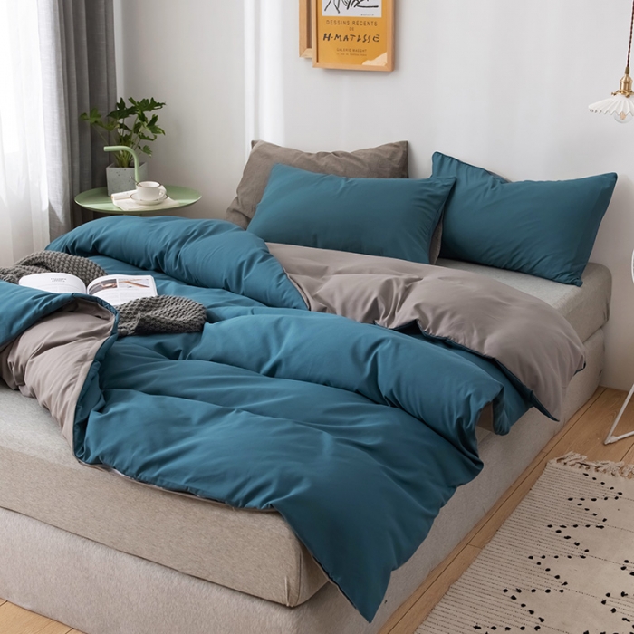 91家纺网 家纺一手货源 找家纺 蓝淋家纺 2022新款活性磨毛单品被套 宝蓝灰