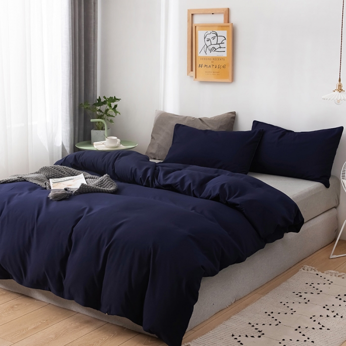 91家纺网 家纺一手货源 找家纺 蓝淋家纺 2022新款活性磨毛单品被套 藏青