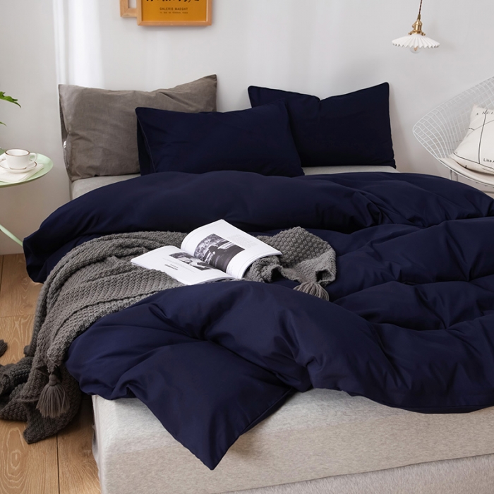 91家纺网 家纺一手货源 找家纺 蓝淋家纺 2022新款活性磨毛单品被套 藏青