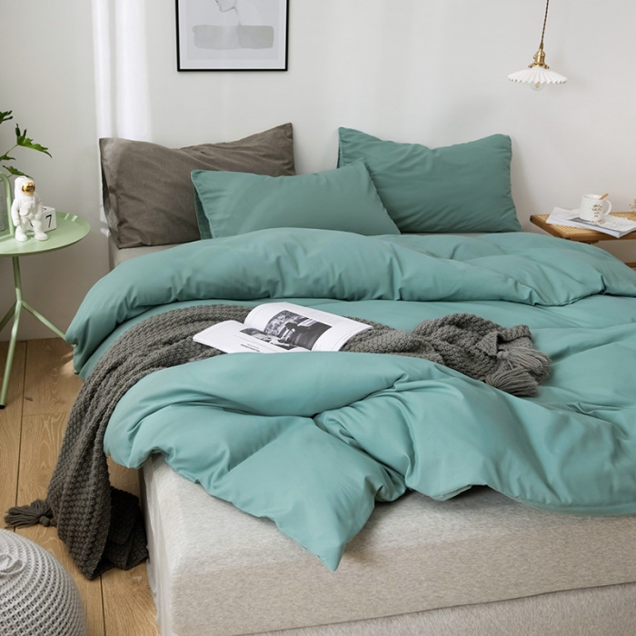 91家纺网 家纺一手货源 找家纺 蓝淋家纺 2022新款活性磨毛单品被套 豆绿