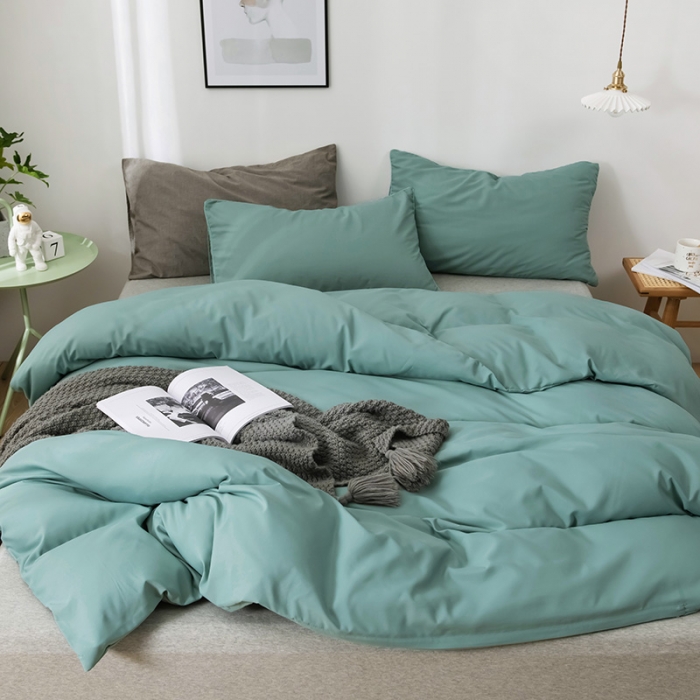 91家纺网 家纺一手货源 找家纺 蓝淋家纺 2022新款活性磨毛单品被套 豆绿