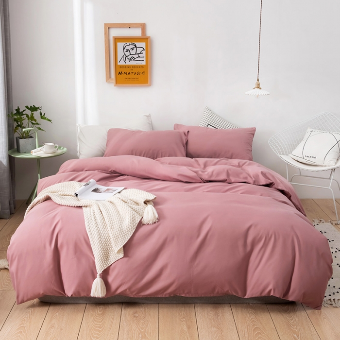 91家纺网 家纺一手货源 找家纺 蓝淋家纺 2022新款活性磨毛单品被套 豆沙