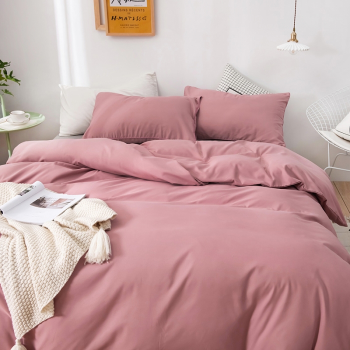 91家纺网 家纺一手货源 找家纺 蓝淋家纺 2022新款活性磨毛单品被套 豆沙