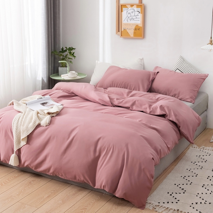 91家纺网 家纺一手货源 找家纺 蓝淋家纺 2022新款活性磨毛单品被套 豆沙