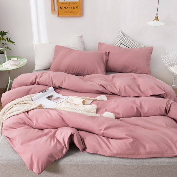 91家纺网 家纺一手货源 找家纺 蓝淋家纺 2022新款活性磨毛单品被套 豆沙