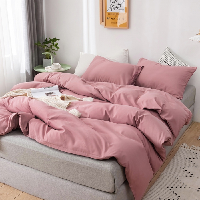 91家纺网 家纺一手货源 找家纺 蓝淋家纺 2022新款活性磨毛单品被套 豆沙