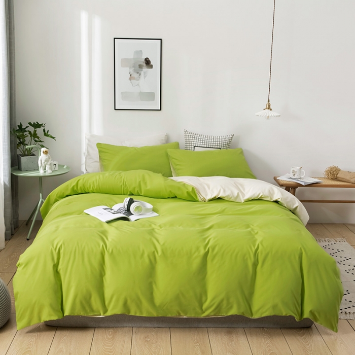 91家纺网 家纺一手货源 找家纺 蓝淋家纺 2022新款活性磨毛单品被套 果绿米