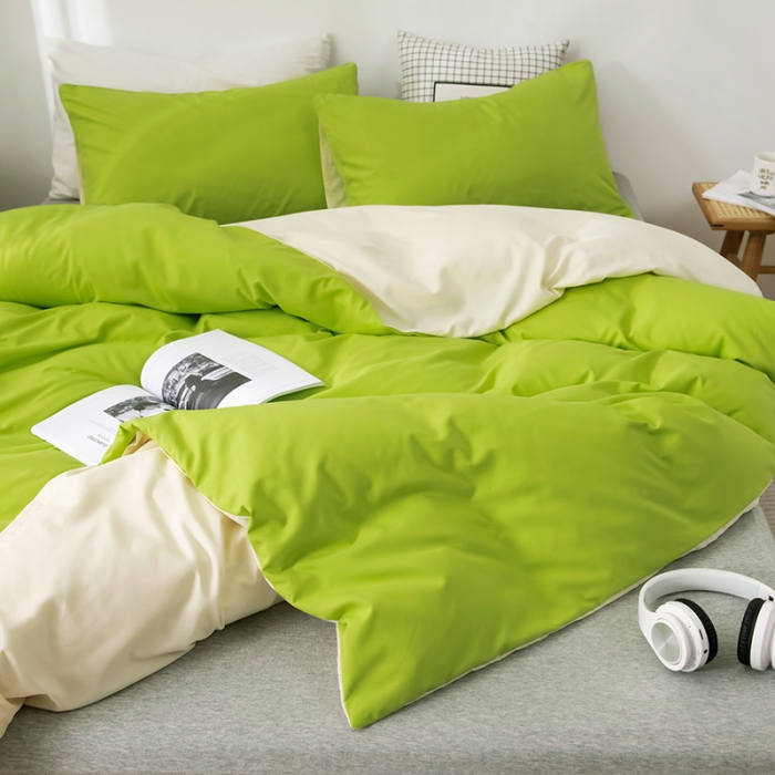 91家纺网 家纺一手货源 找家纺 蓝淋家纺 2022新款活性磨毛单品被套 果绿米