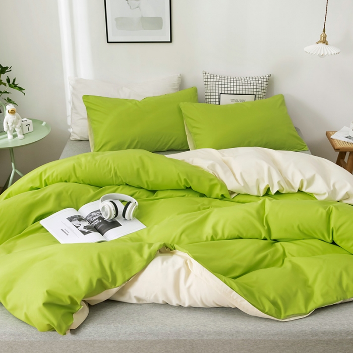 91家纺网 家纺一手货源 找家纺 蓝淋家纺 2022新款活性磨毛单品被套 果绿米