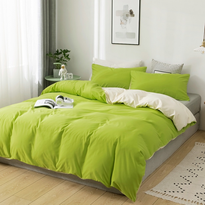 91家纺网 家纺一手货源 找家纺 蓝淋家纺 2022新款活性磨毛单品被套 果绿米