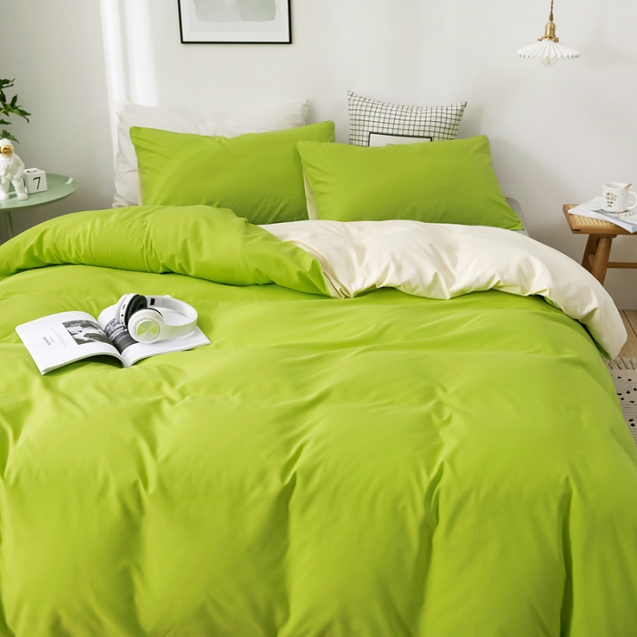 91家纺网 家纺一手货源 找家纺 蓝淋家纺 2022新款活性磨毛单品被套 果绿米