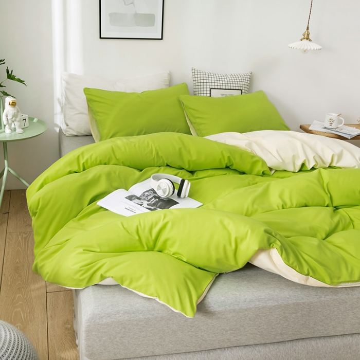 91家纺网 家纺一手货源 找家纺 蓝淋家纺 2022新款活性磨毛单品被套 果绿米