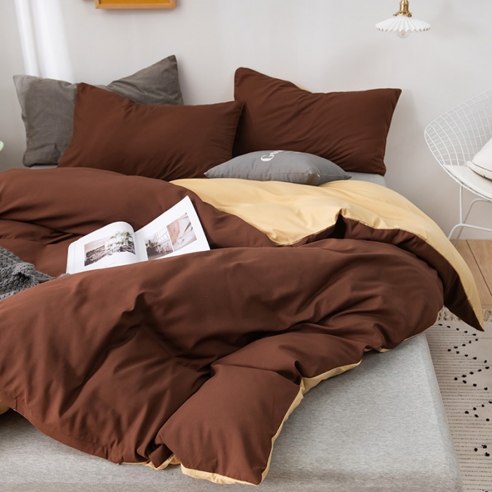 91家纺网 家纺一手货源 找家纺 蓝淋家纺 2022新款活性磨毛单品被套 咖啡+浅驼