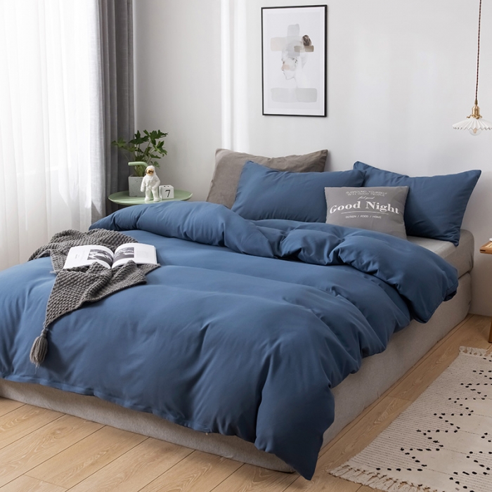 91家纺网 家纺一手货源 找家纺 蓝淋家纺 2022新款活性磨毛单品被套 蓝灰