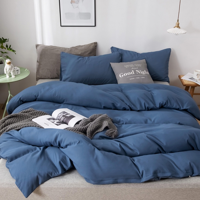 91家纺网 家纺一手货源 找家纺 蓝淋家纺 2022新款活性磨毛单品被套 蓝灰