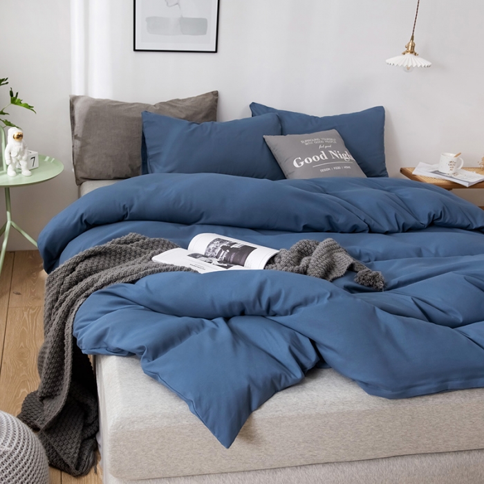 91家纺网 家纺一手货源 找家纺 蓝淋家纺 2022新款活性磨毛单品被套 蓝灰