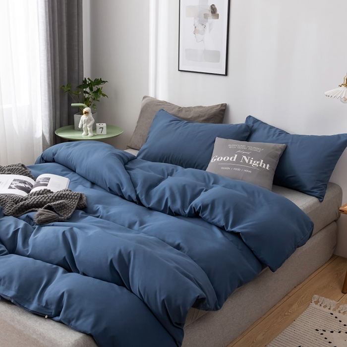 91家纺网 家纺一手货源 找家纺 蓝淋家纺 2022新款活性磨毛单品被套 蓝灰