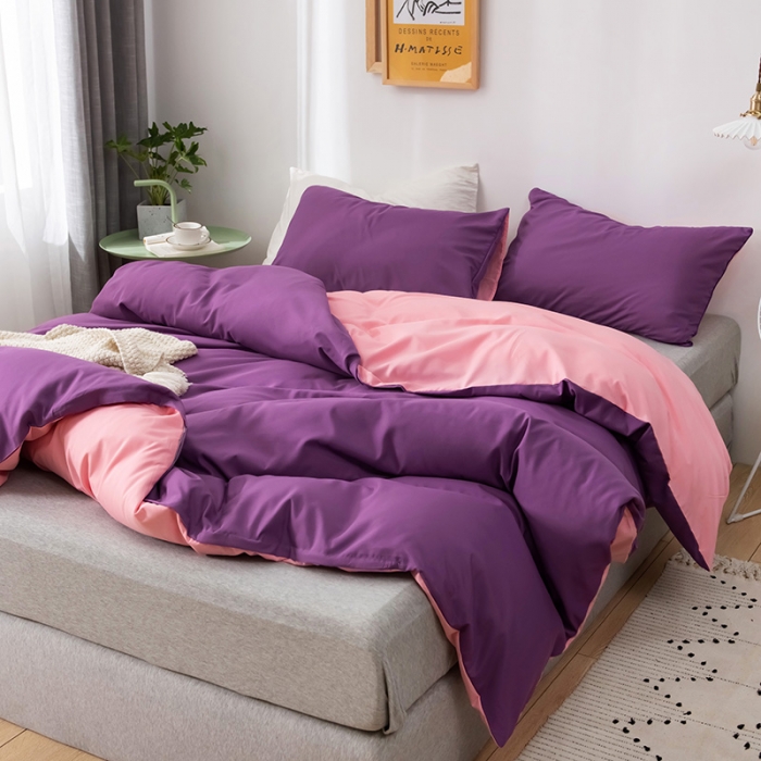 91家纺网 家纺一手货源 找家纺 蓝淋家纺 2022新款活性磨毛单品被套 魅紫玉