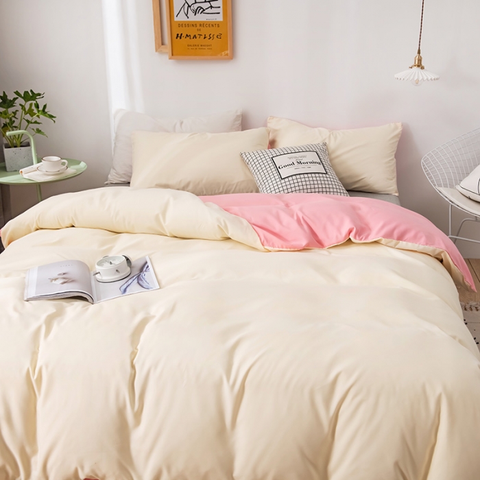 91家纺网 家纺一手货源 找家纺 蓝淋家纺 2022新款活性磨毛单品被套 奶白玉