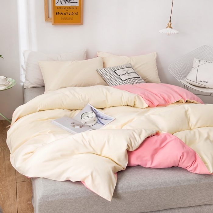 91家纺网 家纺一手货源 找家纺 蓝淋家纺 2022新款活性磨毛单品被套 奶白玉