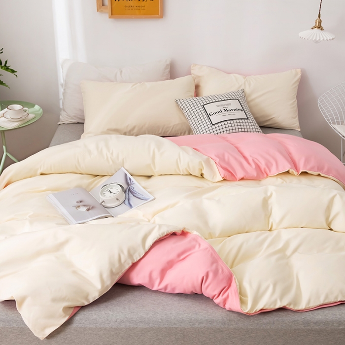 91家纺网 家纺一手货源 找家纺 蓝淋家纺 2022新款活性磨毛单品被套 奶白玉