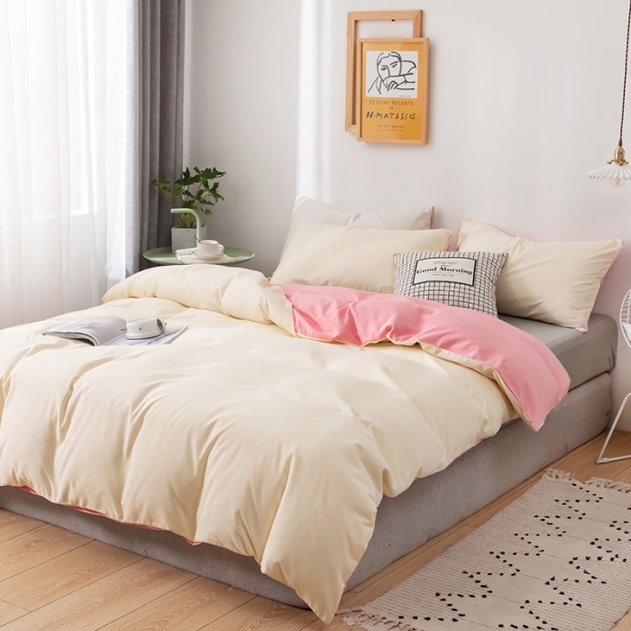 91家纺网 家纺一手货源 找家纺 蓝淋家纺 2022新款活性磨毛单品被套 奶白玉