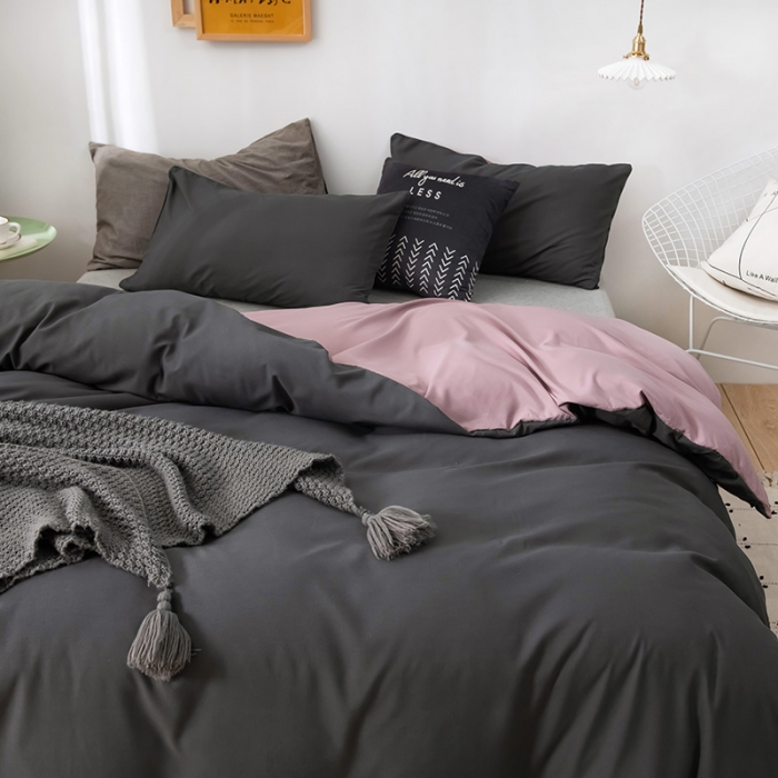 91家纺网 家纺一手货源 找家纺 蓝淋家纺 2022新款活性磨毛单品被套 深灰咖