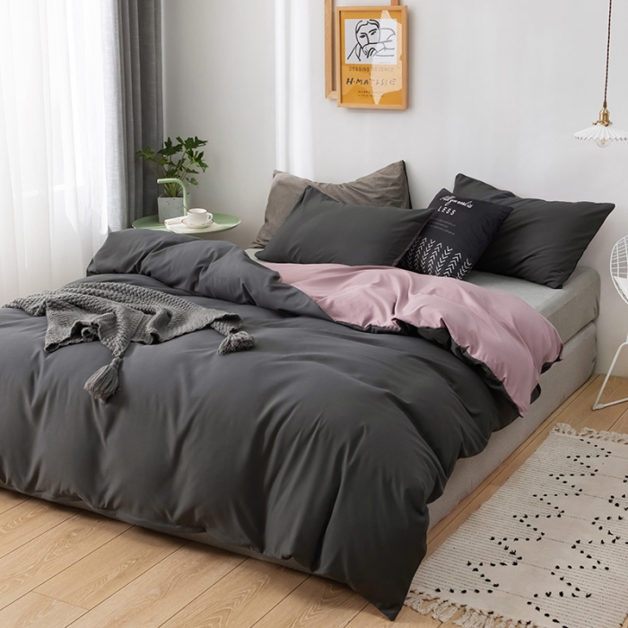 91家纺网 家纺一手货源 找家纺 蓝淋家纺 2022新款活性磨毛单品被套 深灰咖