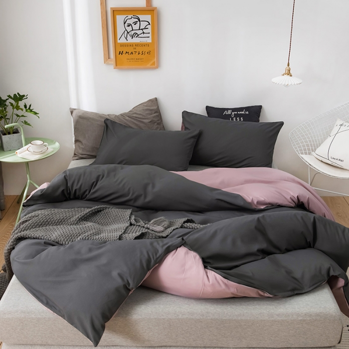 91家纺网 家纺一手货源 找家纺 蓝淋家纺 2022新款活性磨毛单品被套 深灰咖