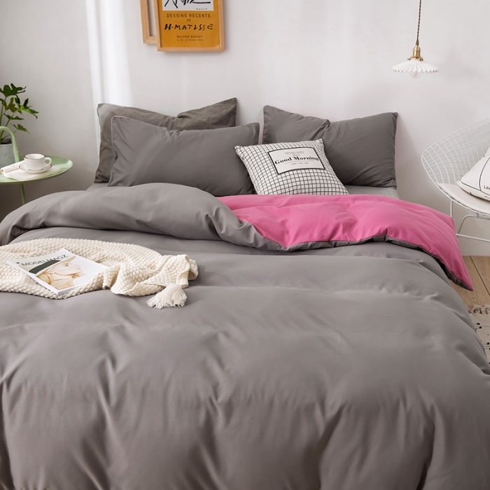 91家纺网 家纺一手货源 找家纺 蓝淋家纺 2022新款活性磨毛单品被套 胭脂灰