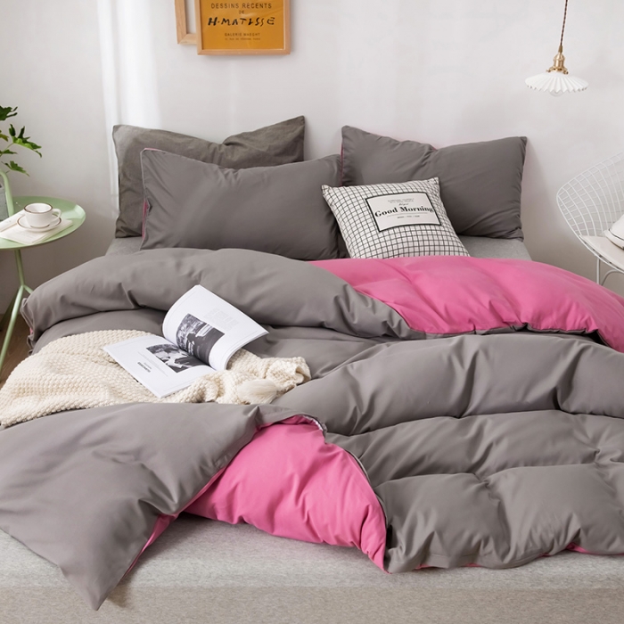 91家纺网 家纺一手货源 找家纺 蓝淋家纺 2022新款活性磨毛单品被套 胭脂灰