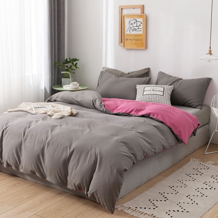 91家纺网 家纺一手货源 找家纺 蓝淋家纺 2022新款活性磨毛单品被套 胭脂灰