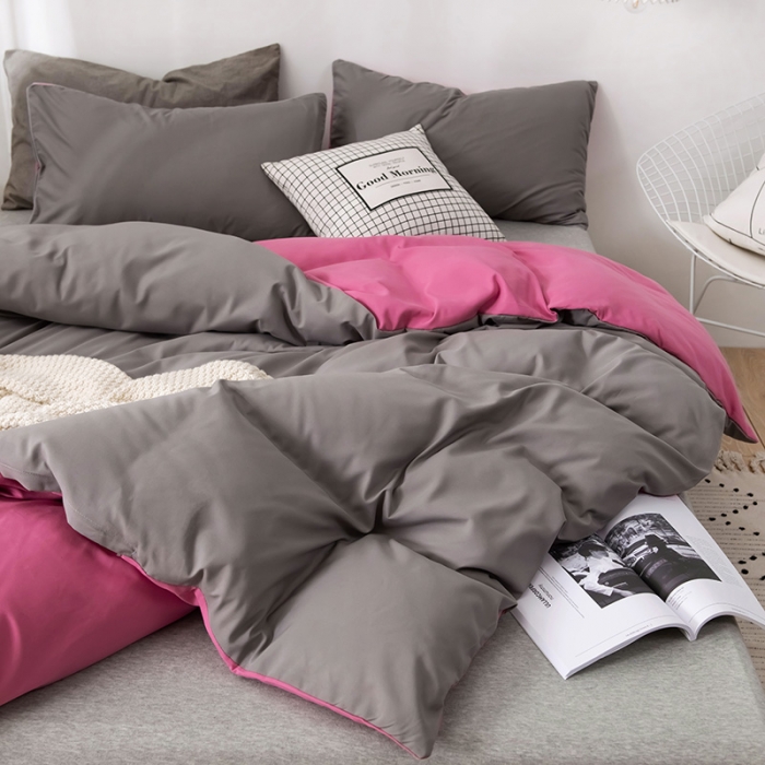 91家纺网 家纺一手货源 找家纺 蓝淋家纺 2022新款活性磨毛单品被套 胭脂灰