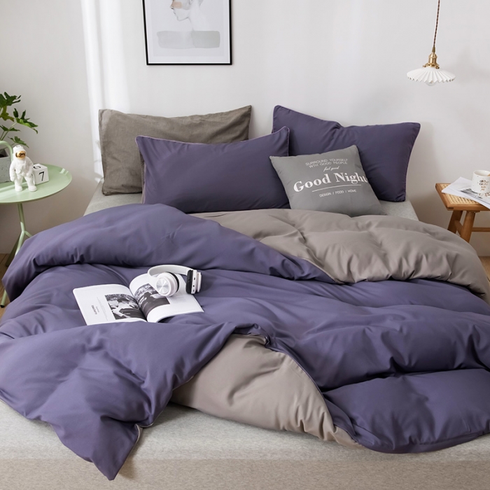 91家纺网 家纺一手货源 找家纺 蓝淋家纺 2022新款活性磨毛单品被套 烟熏紫