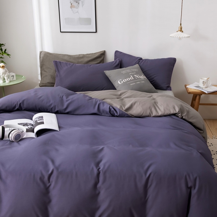 91家纺网 家纺一手货源 找家纺 蓝淋家纺 2022新款活性磨毛单品被套 烟熏紫