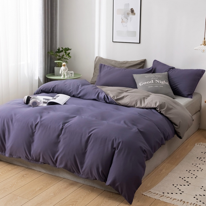 91家纺网 家纺一手货源 找家纺 蓝淋家纺 2022新款活性磨毛单品被套 烟熏紫